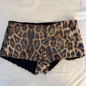 Edikted Leopard Sequin Shorts